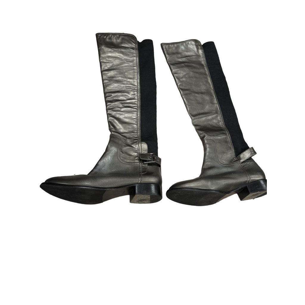 Tory Burch Gray Black Shoes Knee High Boots Leather Upper Size 10.5 M Sku 2924
